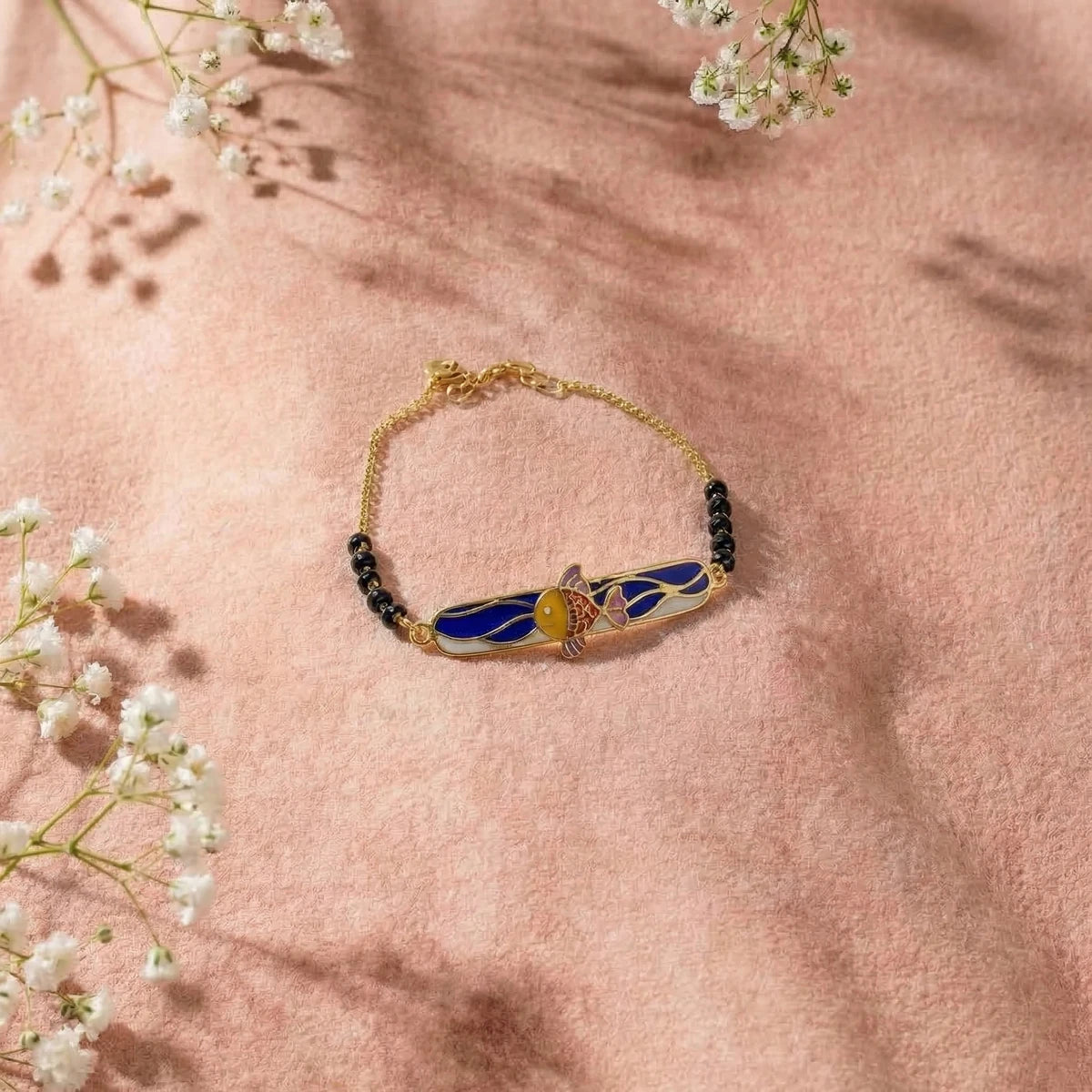 Splashy Fish Fiesta Kids Gold Bracelet | Tinyfacets | minimal splashy fish fiesta kids gold bracelet style