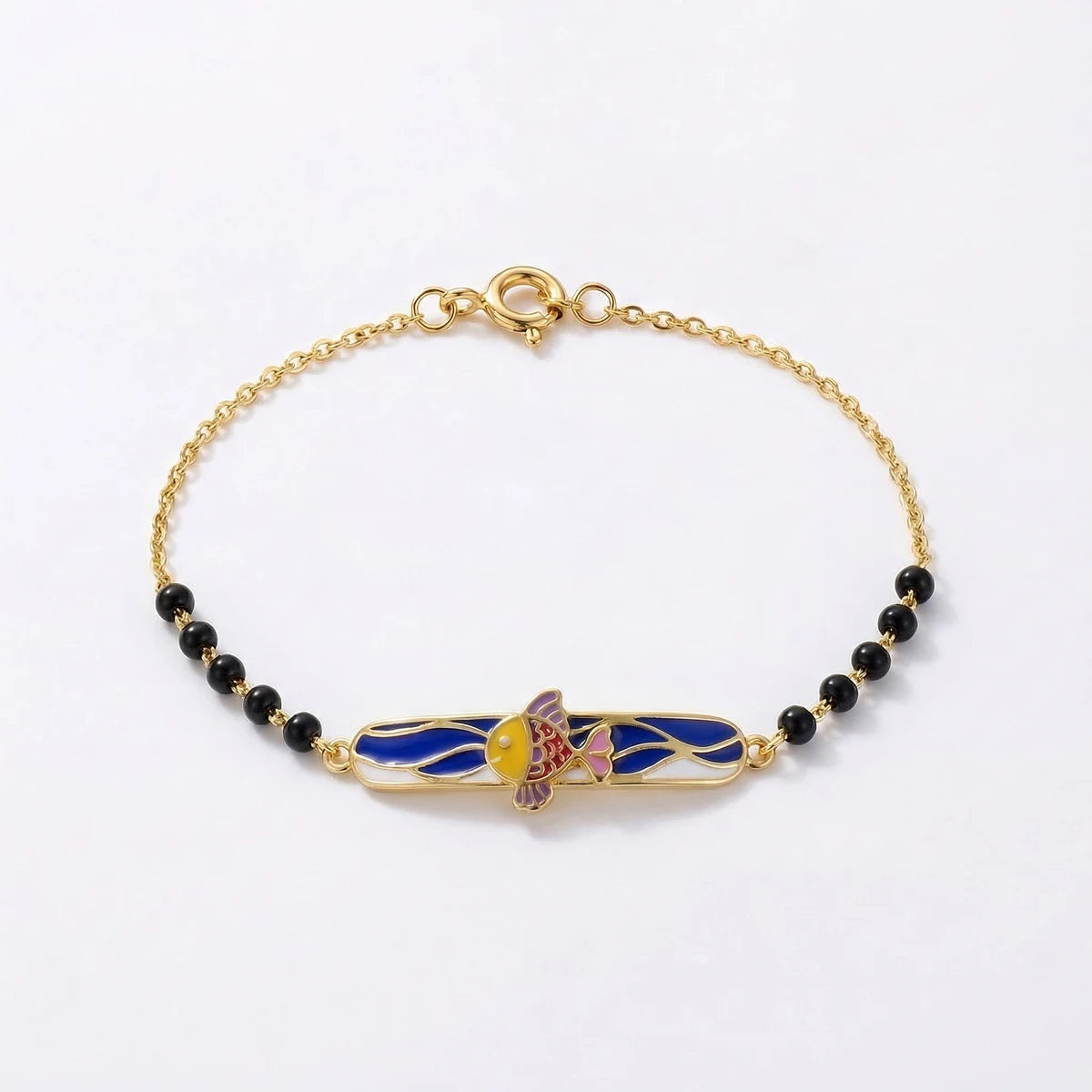 Splashy Fish Fiesta Kids Gold Bracelet | Tinyfacets | gold splashy fish fiesta kids gold bracelet jewelry