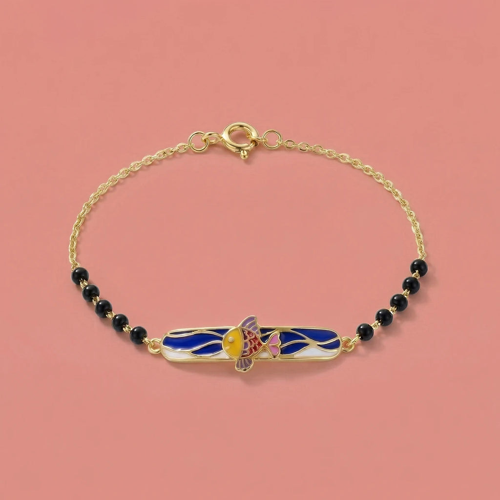 Splashy Fish Fiesta Kids Gold Bracelet | Tinyfacets | cute splashy fish fiesta kids gold bracelet design