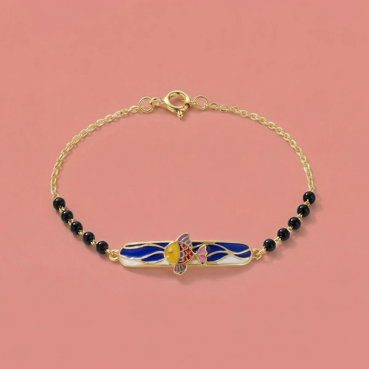Splashy Fish Fiesta Kids Gold Bracelet | Tinyfacets | cute splashy fish fiesta kids gold bracelet design