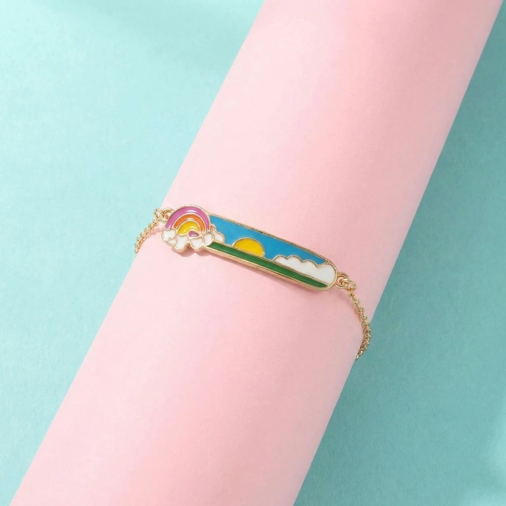 Dancing Rainbow Delight Kids Gold Bracelet | Tinyfacets | everyday dancing rainbow delight kids gold bracelet wear