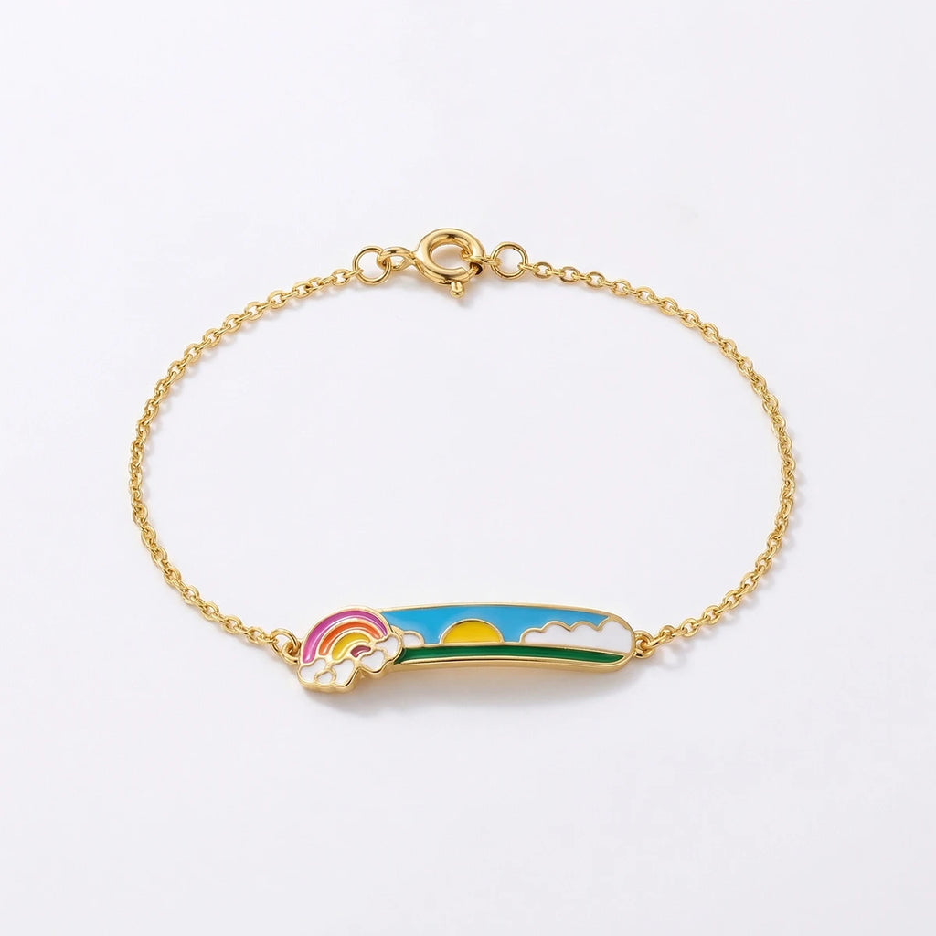 Dancing Rainbow Delight Kids Gold Bracelet | Tinyfacets | gold dancing rainbow delight kids gold bracelet jewelry
