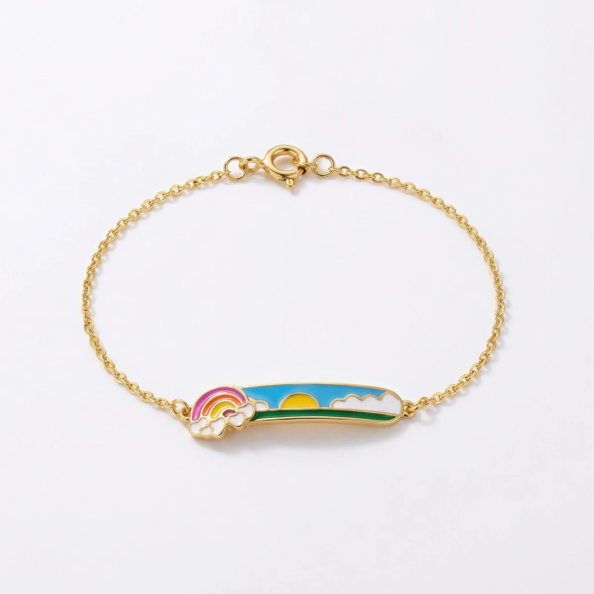 Dancing Rainbow Delight Kids Gold Bracelet | Tinyfacets | gold dancing rainbow delight kids gold bracelet jewelry
