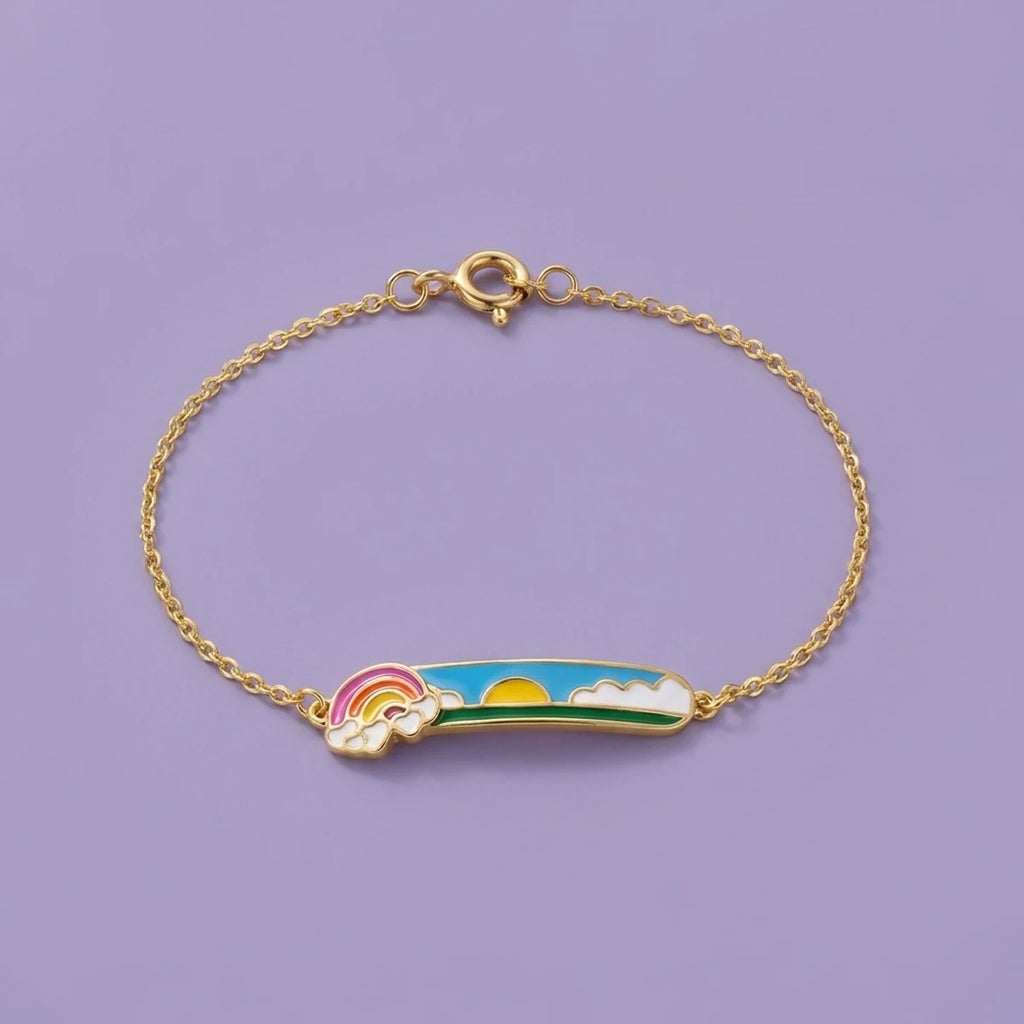 Dancing Rainbow Delight Kids Gold Bracelet | Tinyfacets | dancing rainbow delight kids gold bracelet