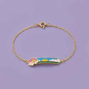 Sunshine Rainbow Moving Charm Gold Bracelet