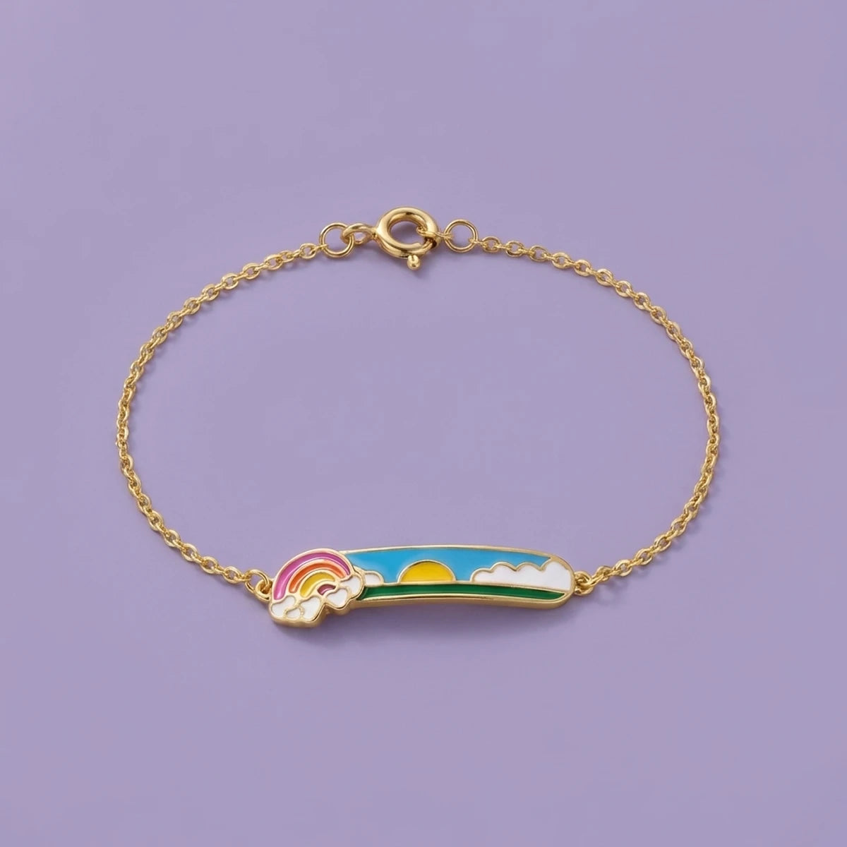 Dancing Rainbow Delight Kids Gold Bracelet | Tinyfacets | dancing rainbow delight kids gold bracelet