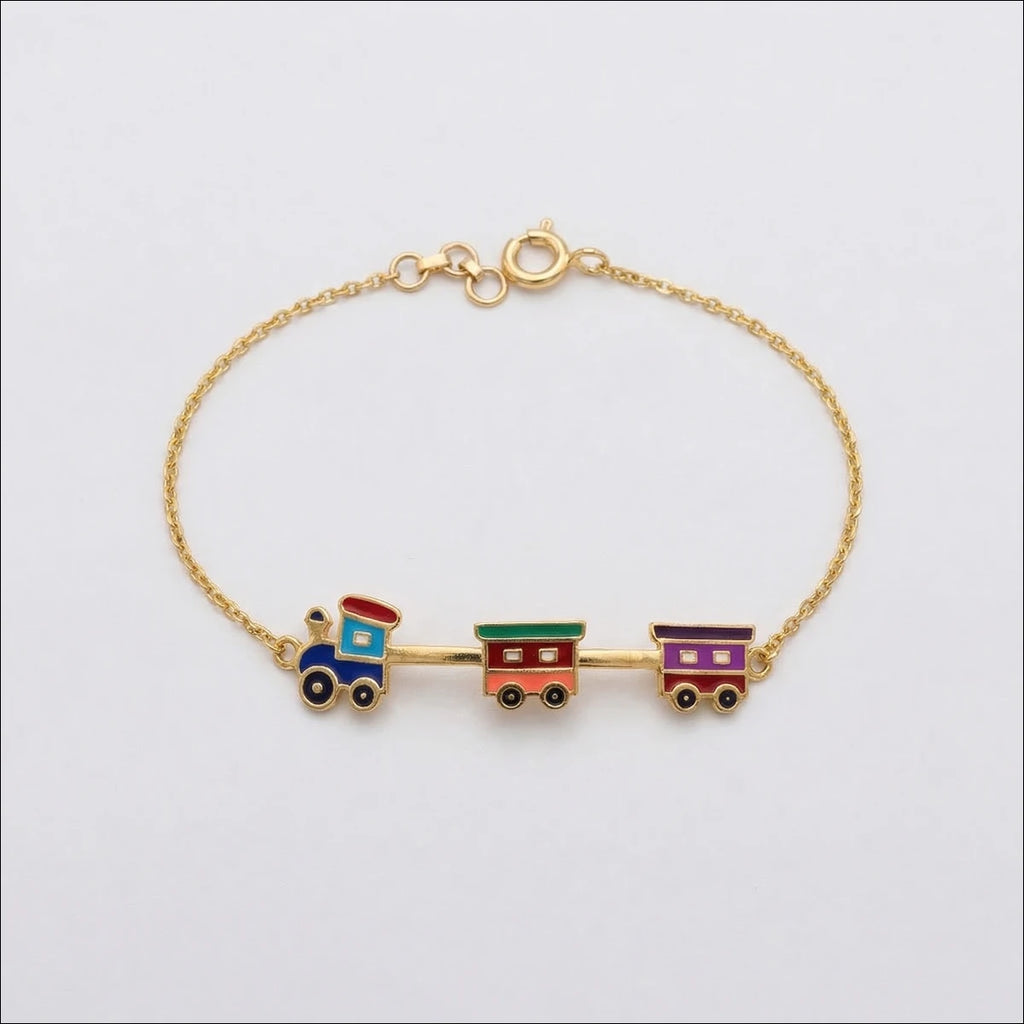 Tiny Train Adventure Bracelet | Tinyfacets | gold tiny train adventure bracelet jewelry