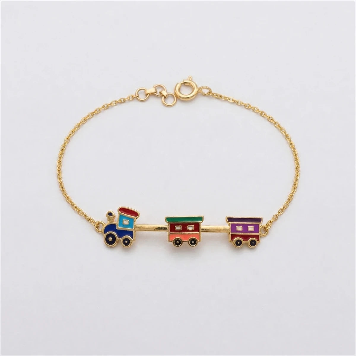 Tiny Train Adventure Bracelet | Tinyfacets | gold tiny train adventure bracelet jewelry
