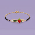 Little Strawberry Garden - Kids Gold Bracelet | Tinyfacets | strawberry kids gold bracelet with black beads