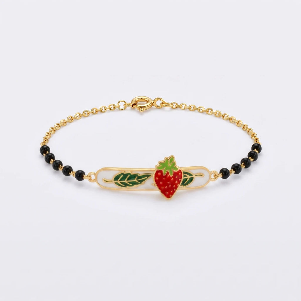 Little Strawberry Garden - Kids Gold Bracelet | Tinyfacets | fruit inspired kids gold bracelet