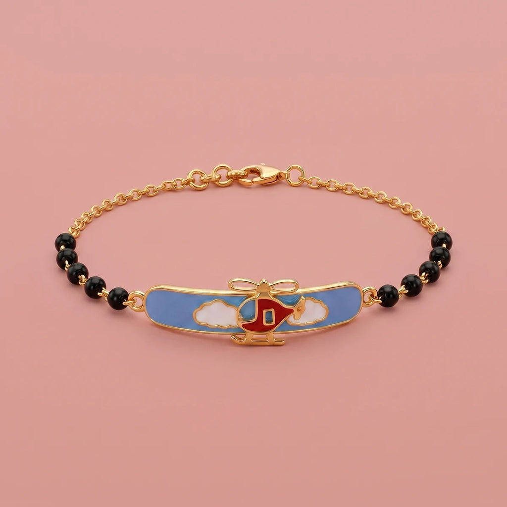 Cloud Hopper Helicopter - Kids Gold Bracelet | Tinyfacets | helicopter charm bracelet gold design