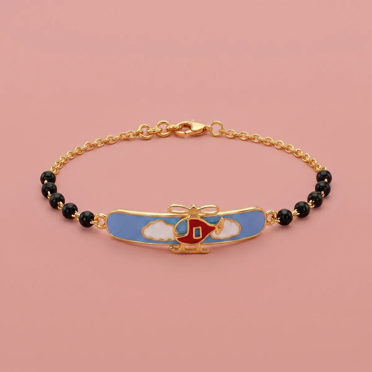Cloud Hopper Helicopter - Kids Gold Bracelet | Tinyfacets | helicopter charm bracelet gold design