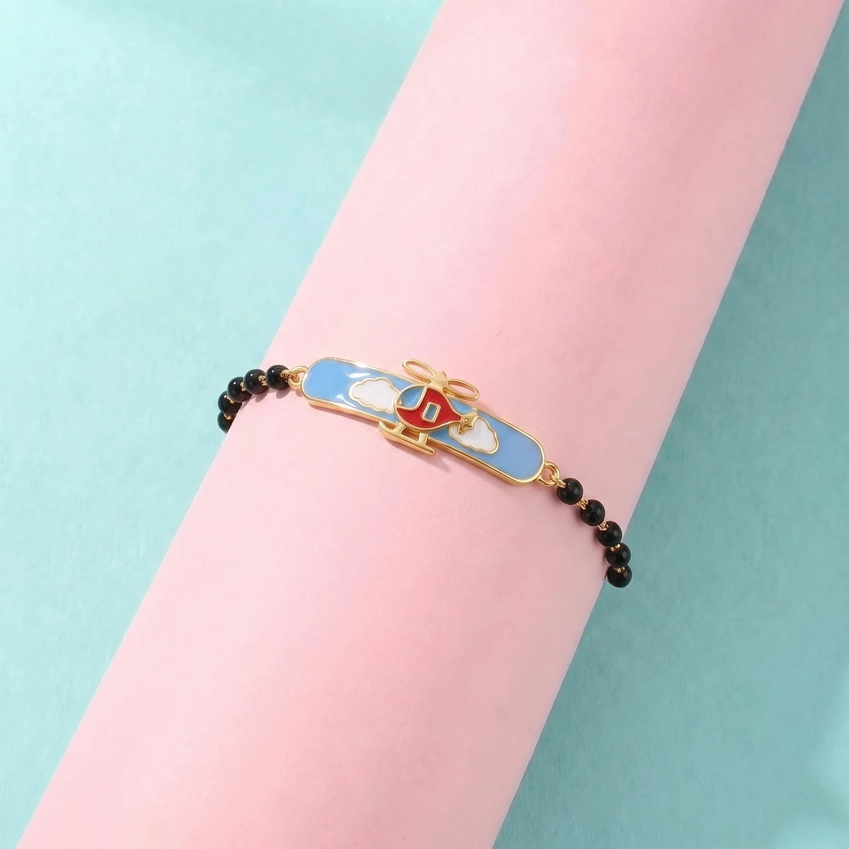 Cloud Hopper Helicopter - Kids Gold Bracelet | Tinyfacets | playful helicopter jewelry bracelet
