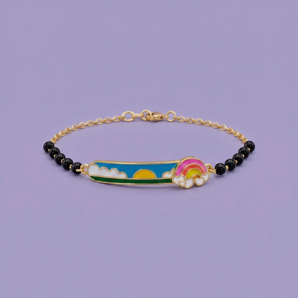 Rainbow charm bracelet with colorful enamel details for kids