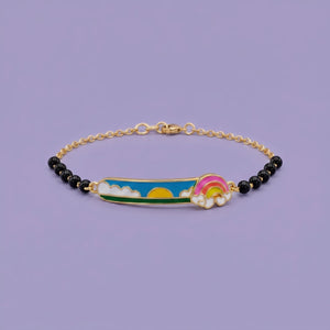 Rainbow Cloud Charm Gold Bracelet