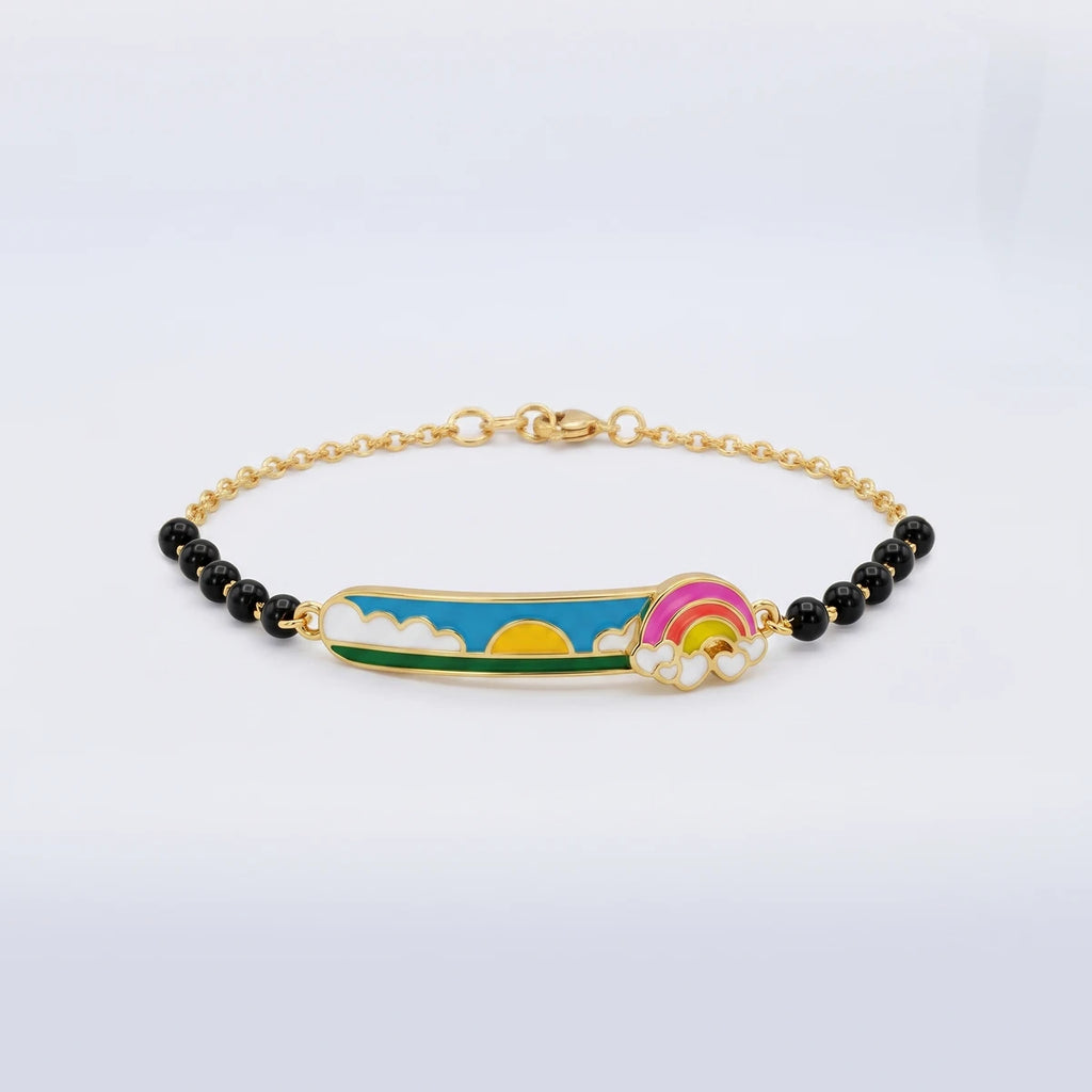 Colorful rainbow enamel bracelet designed for everyday kids wear