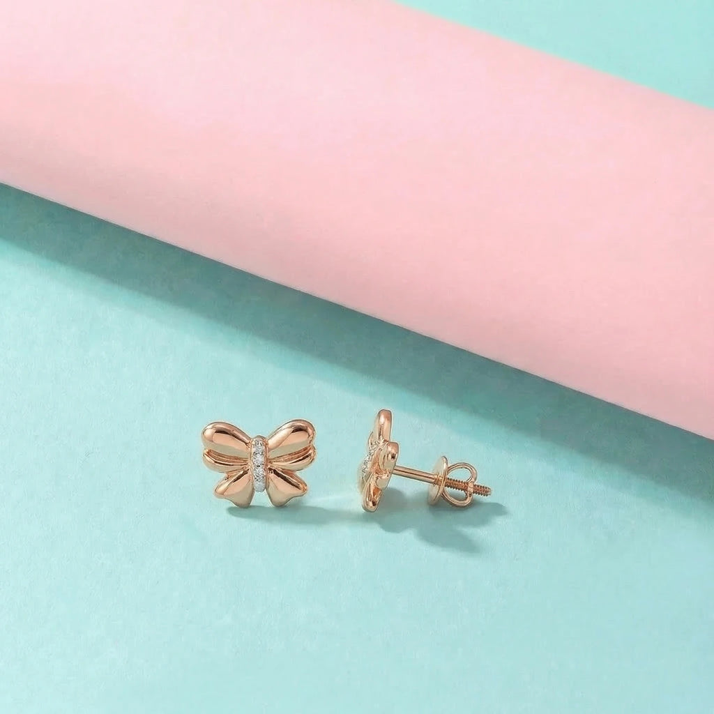 Little Princess Bow Gold Studs | Tinyfacets | everyday little princess bow gold studs wear