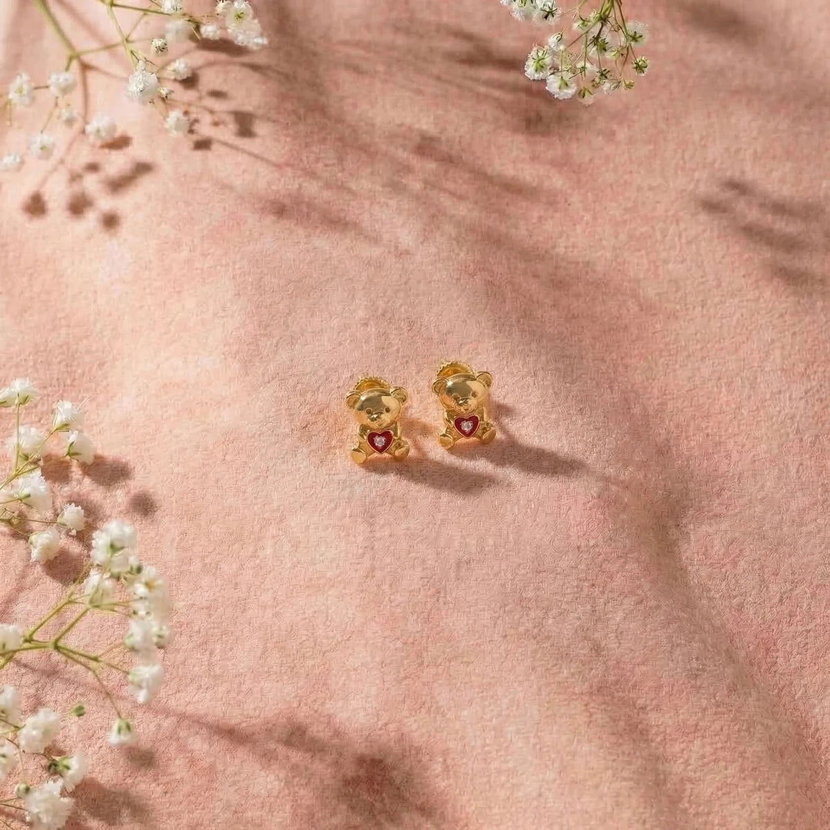 Little Love Bear Gold Studs | Tinyfacets | minimal little love bear gold studs style