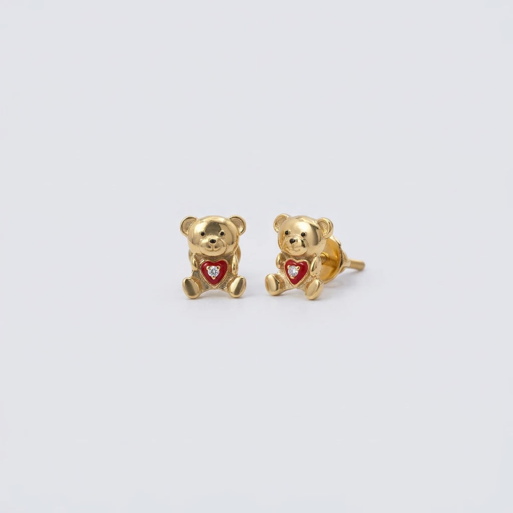 Little Love Bear Gold Studs | Tinyfacets  | gold little love bear gold studs jewelry