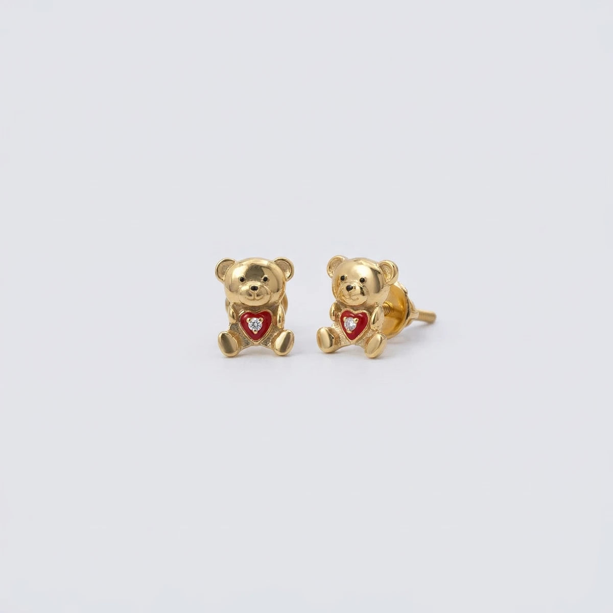 Little Love Bear Gold Studs | Tinyfacets  | gold little love bear gold studs jewelry