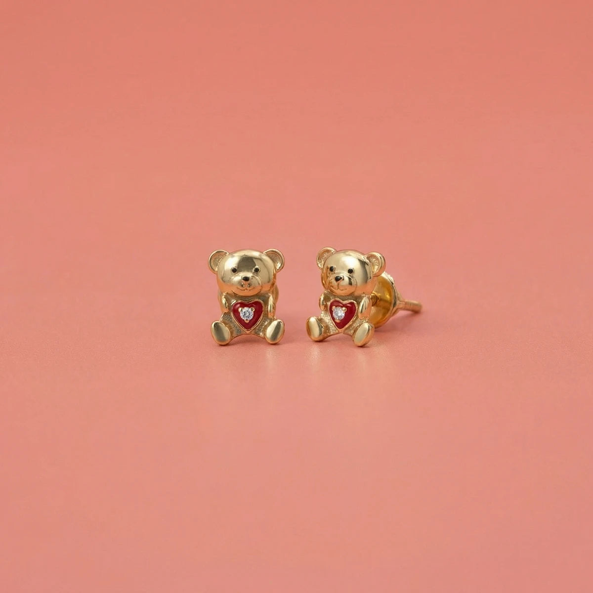 Little Love Bear Gold Studs | Tinyfacets | cute little love bear gold studs design