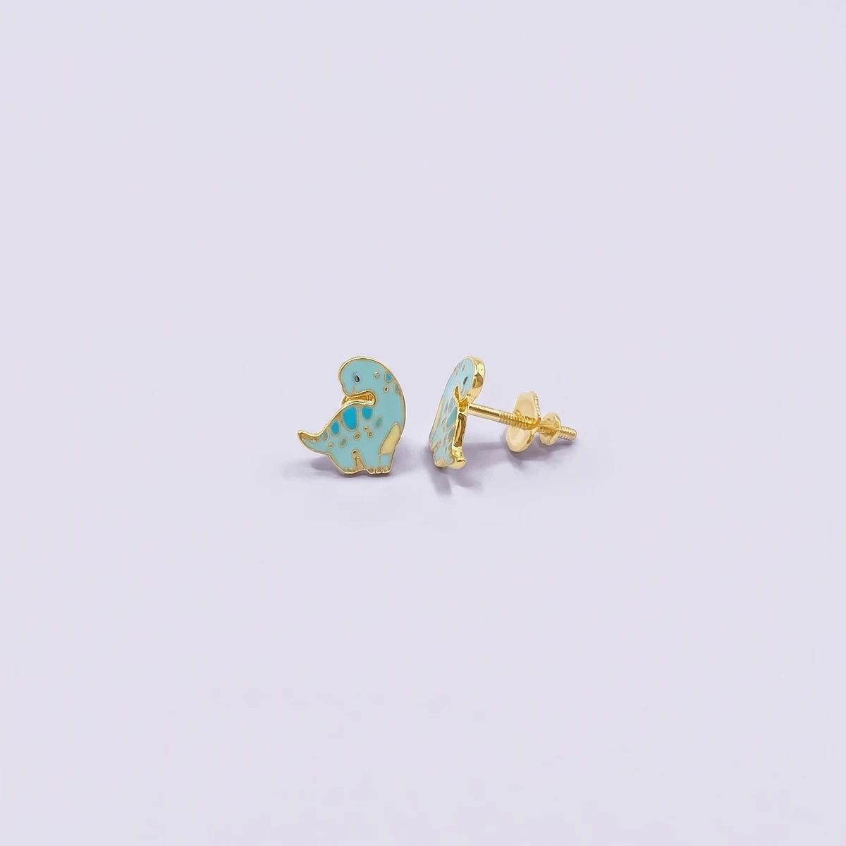 Little Dino Buddy Kids Gold Earrings | Tinyfacets | minimal little dino buddy kids gold earrings style