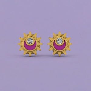 Sunshine Gold Stud Earrings with Diamond