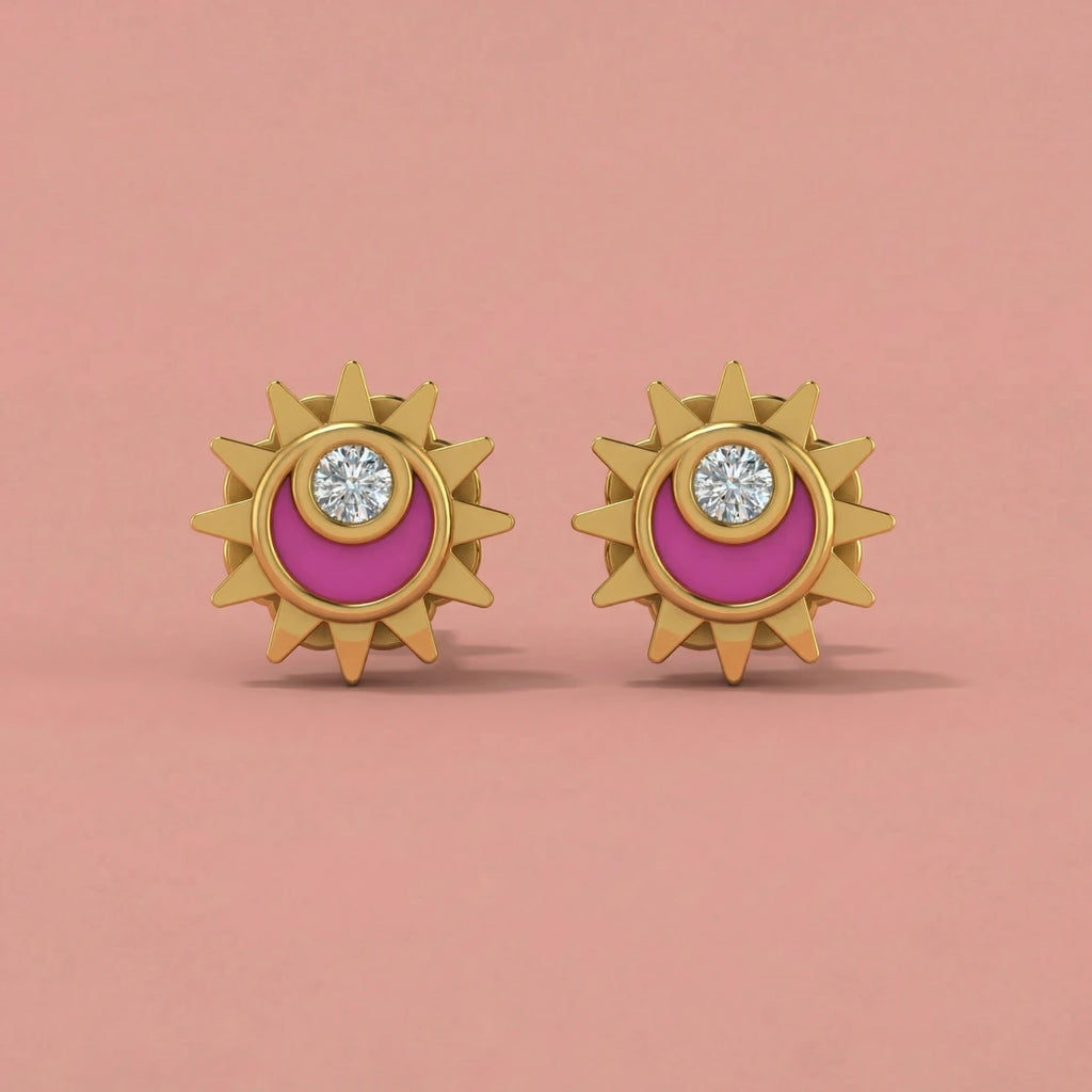 Sunshine Spark Gold Earrings | Tinyfacets | cute sunshine spark gold earrings design