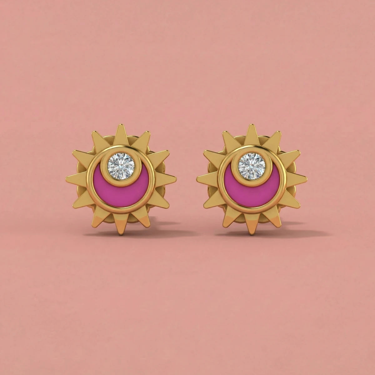 Sunshine Spark Gold Earrings | Tinyfacets | cute sunshine spark gold earrings design