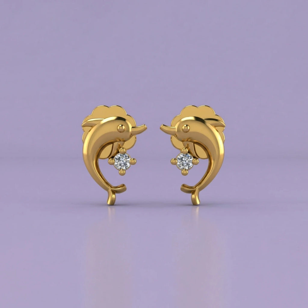 Dolphin Spark Gold Studs | Tinyfacets | dolphin spark gold studs