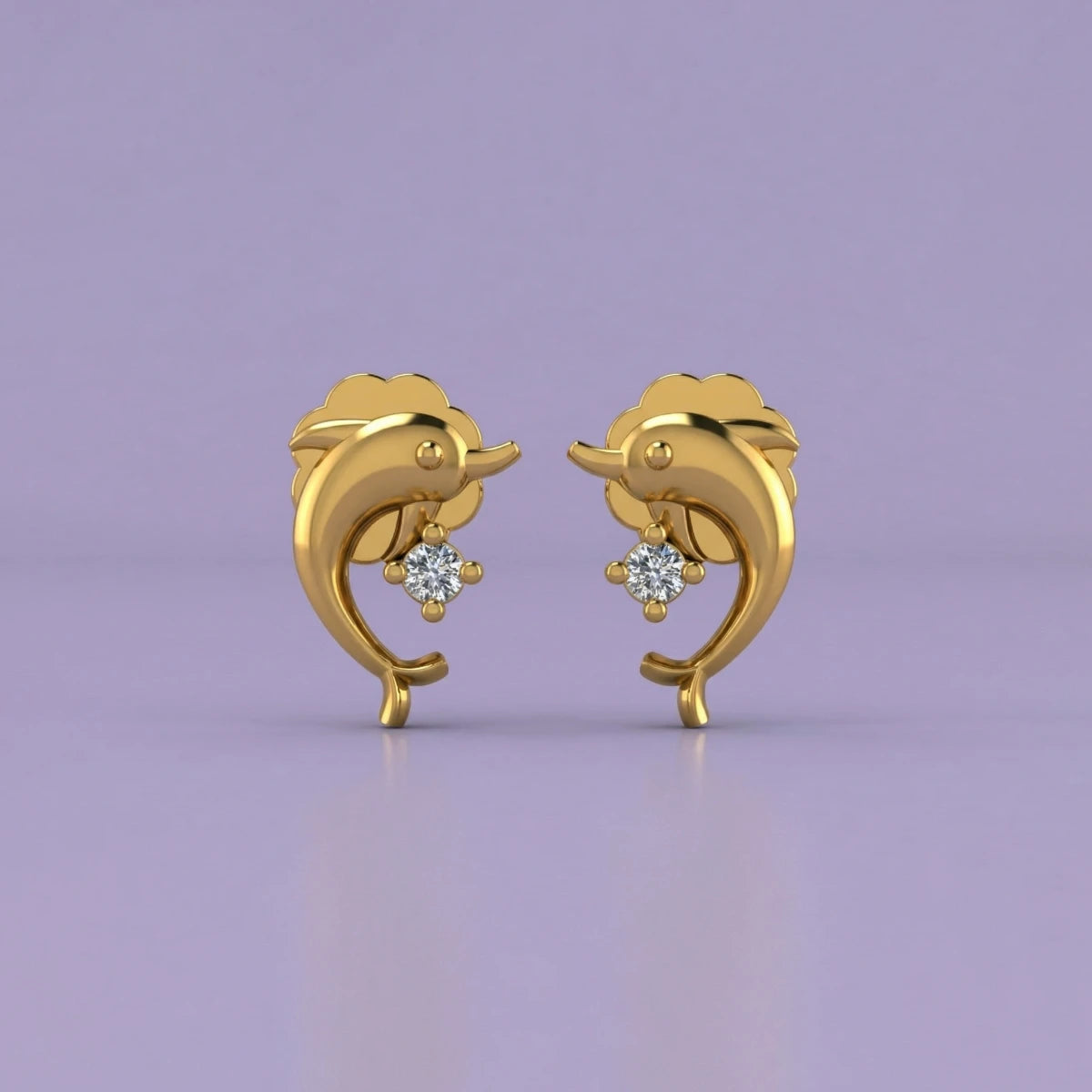 Dolphin Spark Gold Studs | Tinyfacets | dolphin spark gold studs