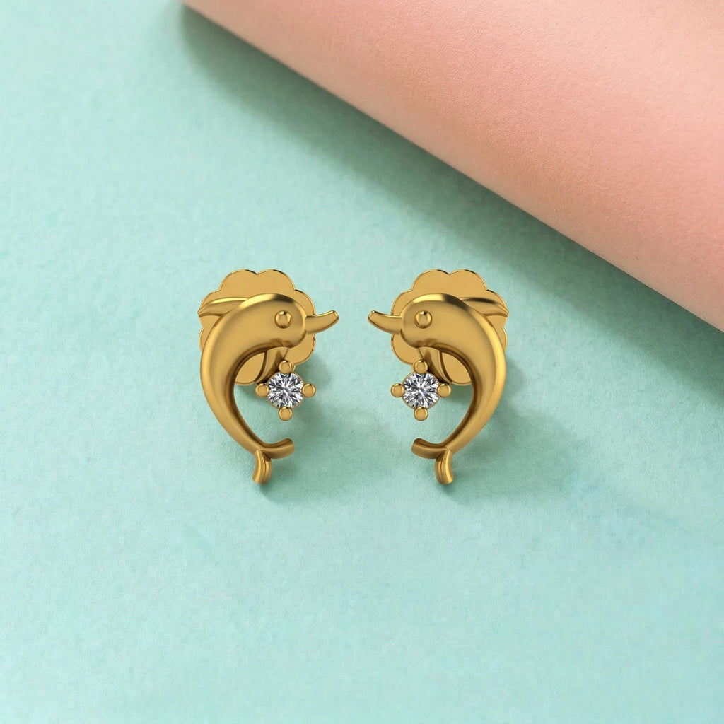 Dolphin Spark Gold Studs | Tinyfacets | everyday dolphin spark gold studs wear