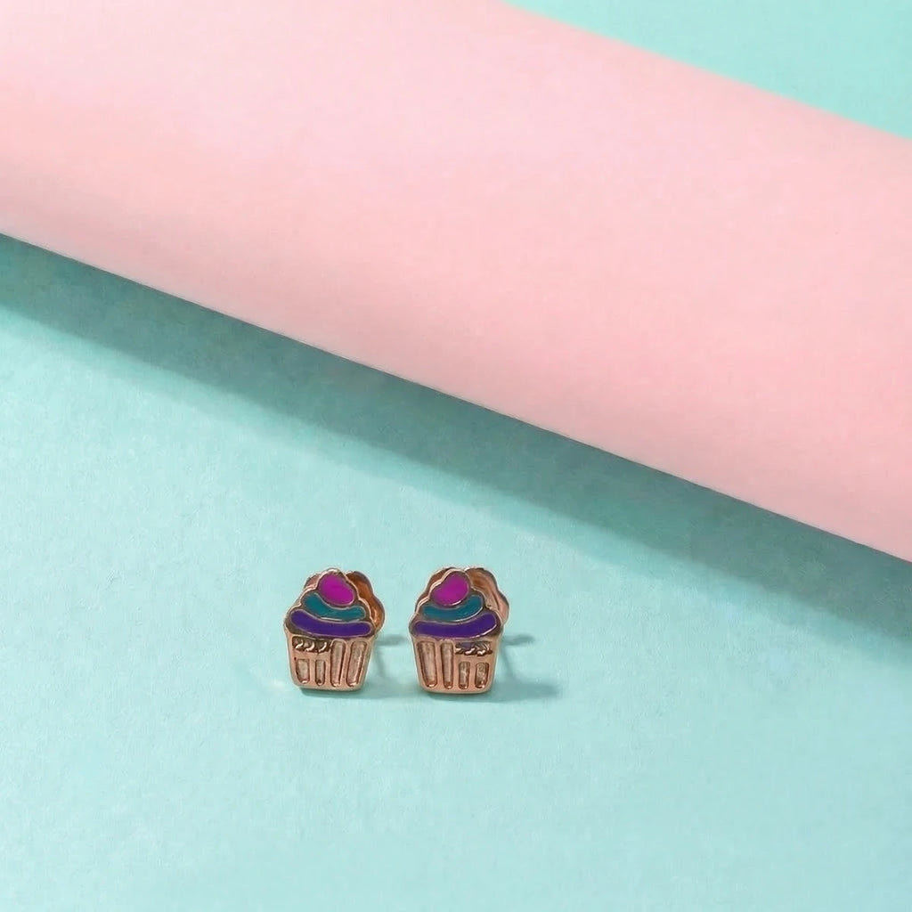 Tiny Bakery Charm Cupcake Earrings | Tinyfacets | everyday tiny bakery charm cupcake earrings wear