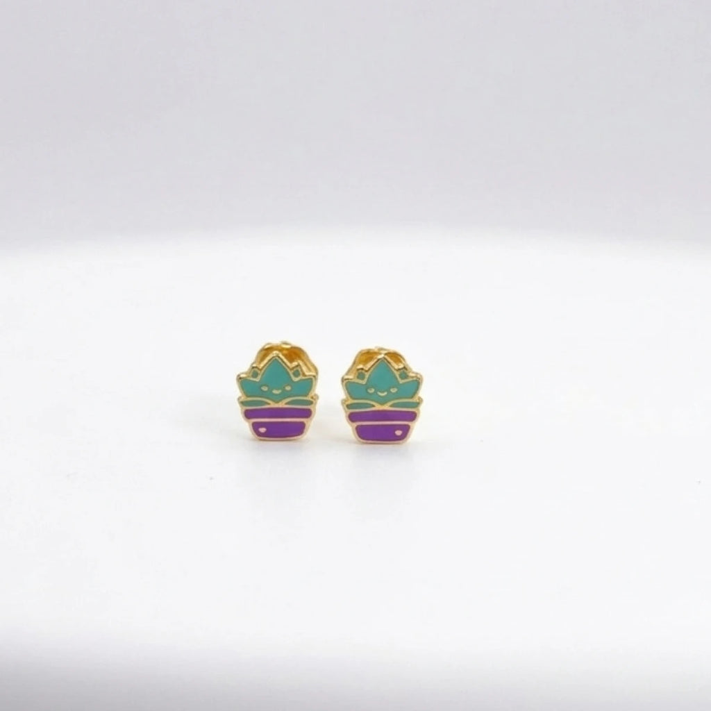 Tiny Desert Bloom Succulent Gold Studs | Tinyfacets | gold tiny desert bloom succulent gold studs jewelry