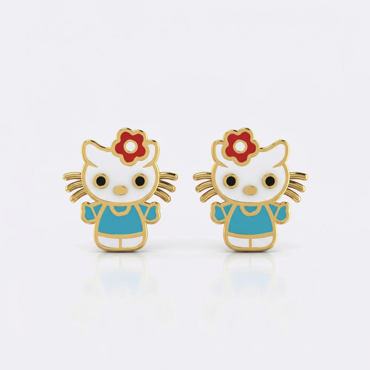 Little Kitty Bloom Gold Studs | Tinyfacets | gold little kitty bloom gold studs jewelry