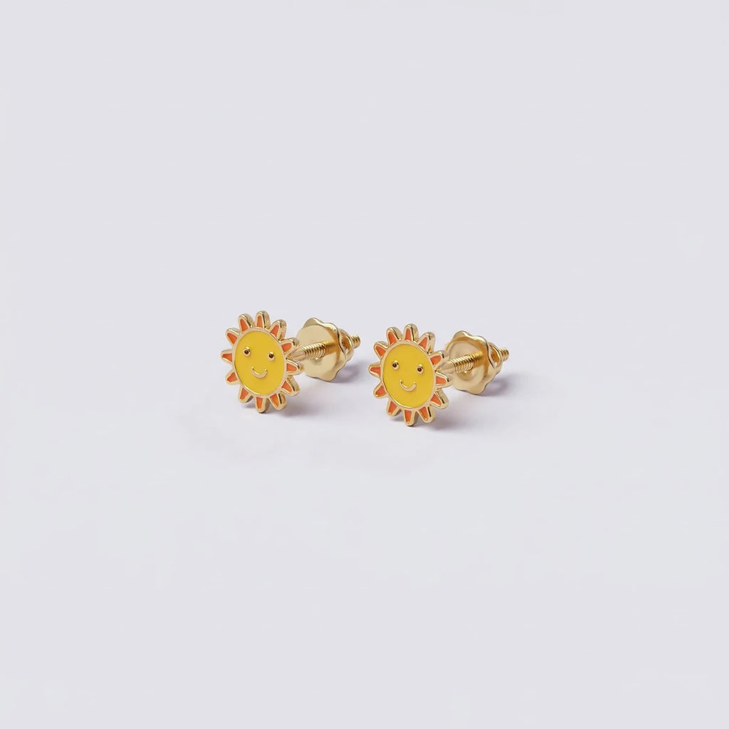 Tiny Sunny Charm Enamel Studs | Tinyfacets | gold tiny sunny charm enamel studs jewelry