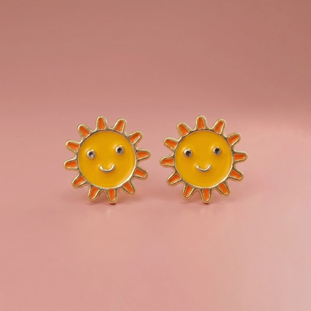 Tiny Sunny Charm Enamel Studs | Tinyfacets | cute tiny sunny charm enamel studs design
