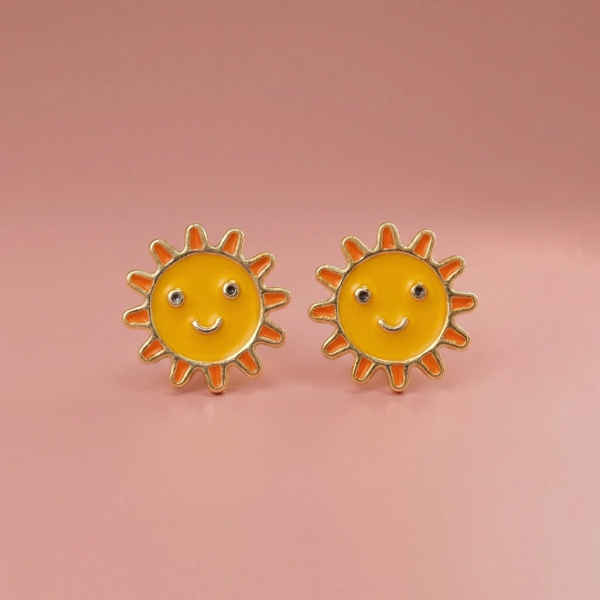 Tiny Sunny Charm Enamel Studs | Tinyfacets | cute tiny sunny charm enamel studs design