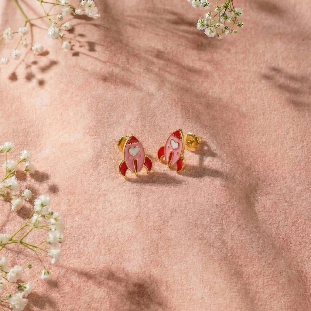 Little Space Rocket Kids Studs | Tinyfacets | minimal little space rocket kids studs style