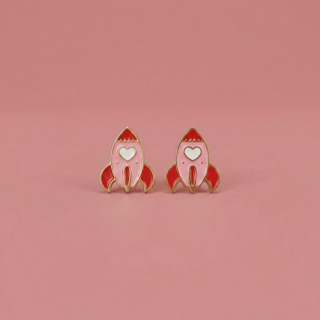 Little Space Rocket Kids Studs | Tinyfacets | cute little space rocket kids studs design