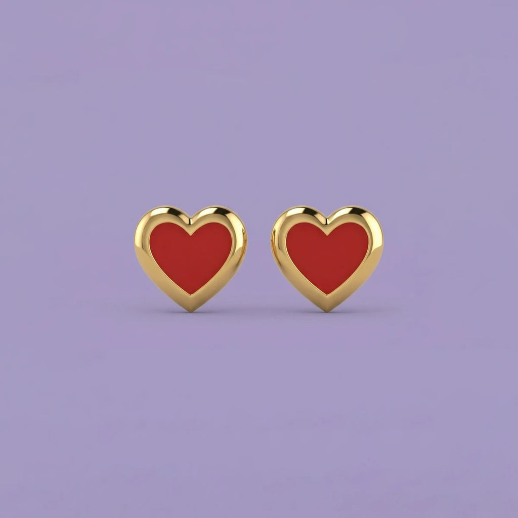 Little Love Heart Kids Gold Earrings | Tinyfacets | little love heart kids gold earrings