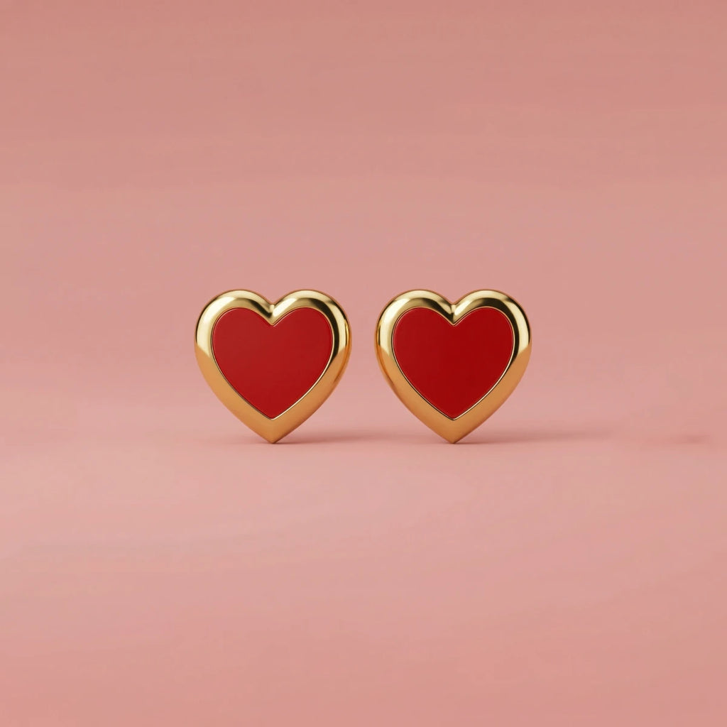 Little Love Heart Kids Gold Earrings | Tinyfacets | cute little love heart kids gold earrings design