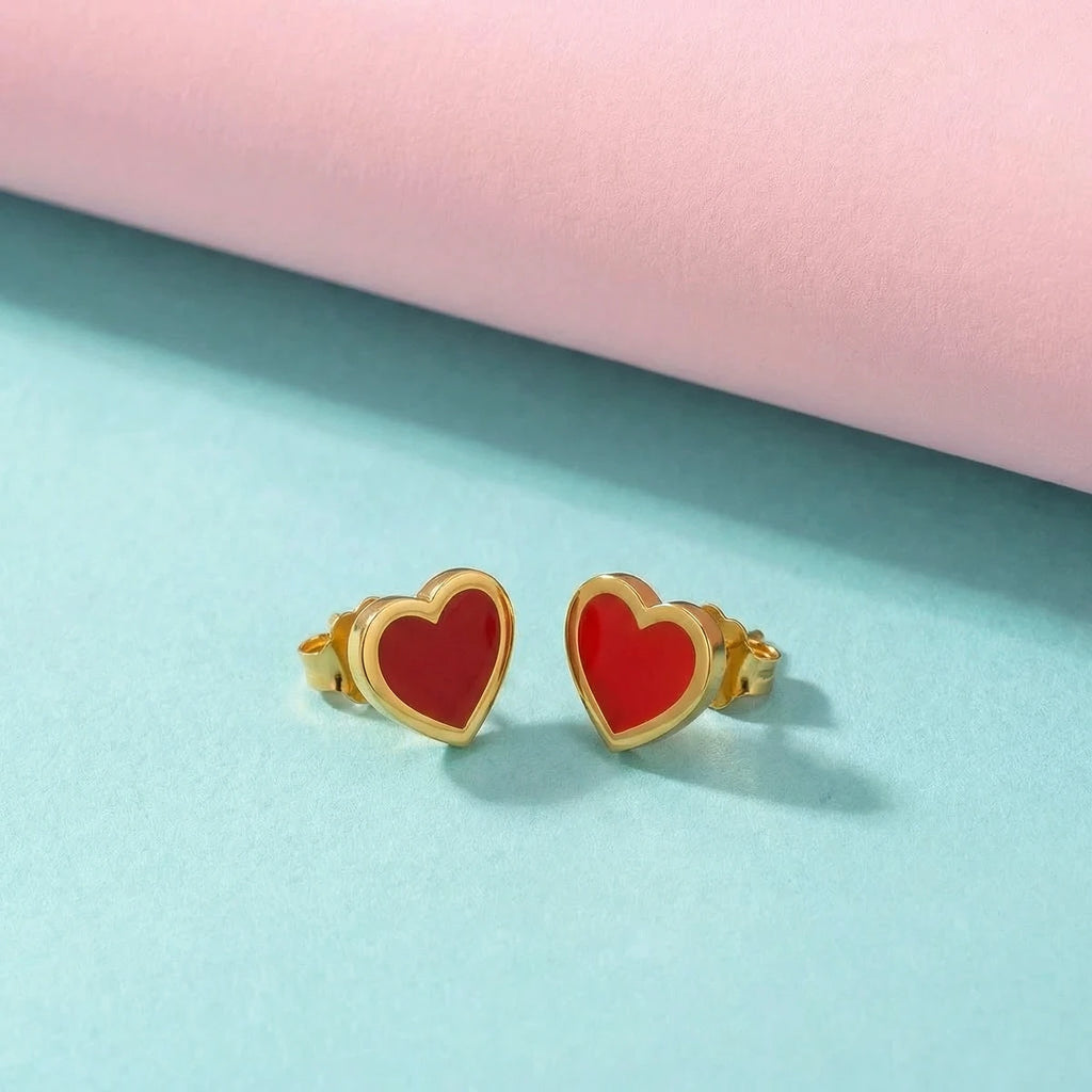 Little Love Heart Kids Gold Earrings | Tinyfacets | everyday little love heart kids gold earrings wear