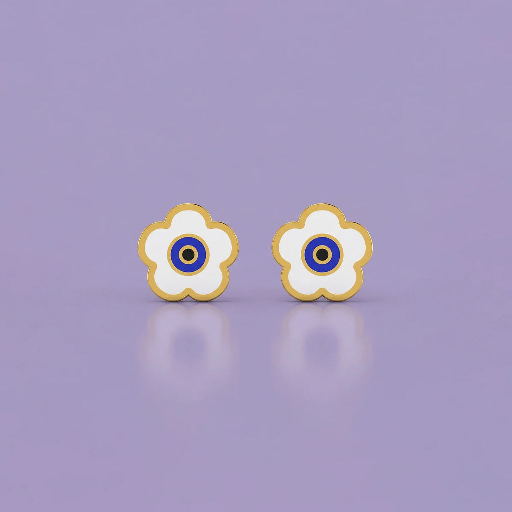 Evil Eye Charm Gold Studs | Tinyfacets | evil eye charm gold studs