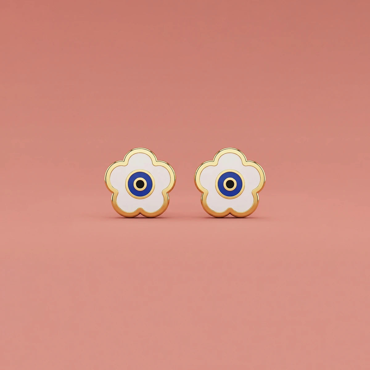 Evil Eye Charm Gold Studs | Tinyfacets | cute evil eye charm gold studs design