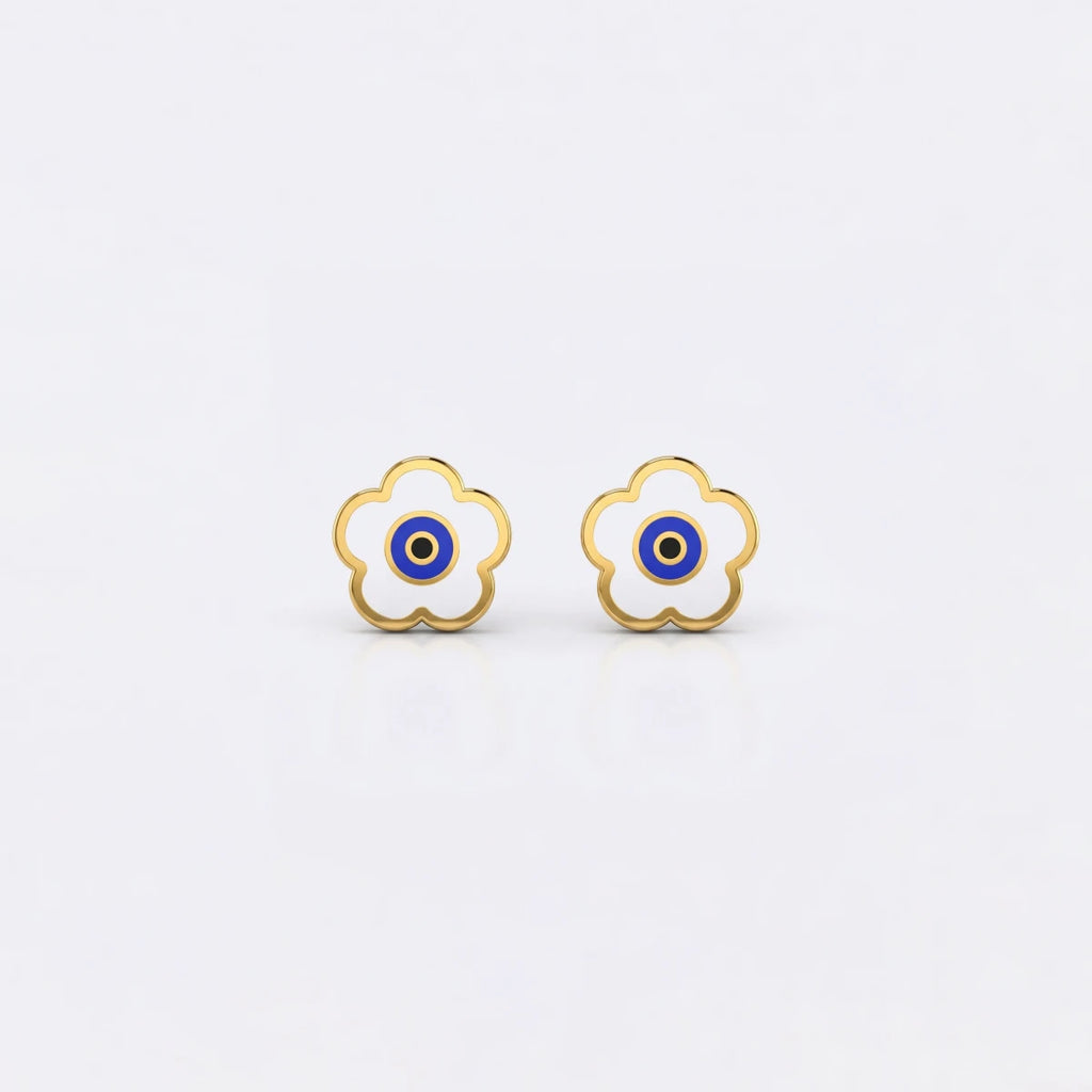 Evil Eye Charm Gold Studs | Tinyfacets | gold evil eye charm gold studs jewelry