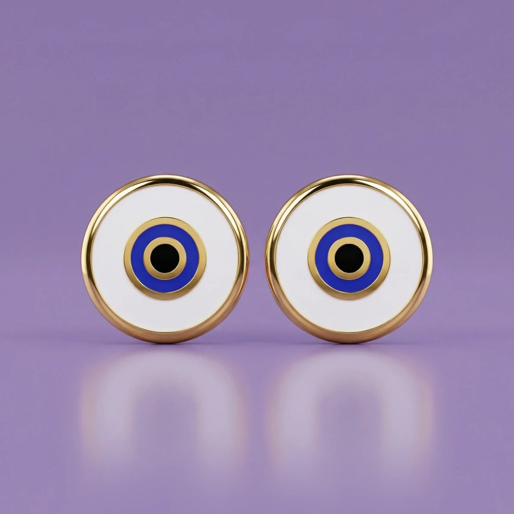Everyday Protection Evil Eye Gold Stud Earrings | Tinyfacets | evil eye gold stud earrings