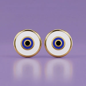 Evil Eye Gold Stud Earrings