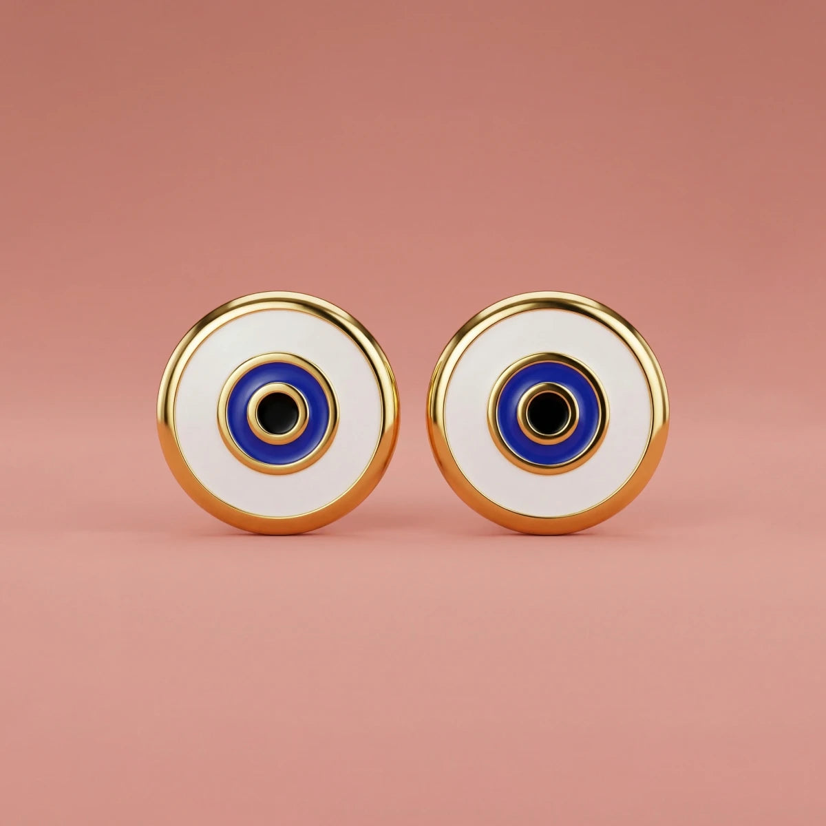 Everyday Protection Evil Eye Gold Stud Earrings | Tinyfacets | minimal evil eye earrings gold