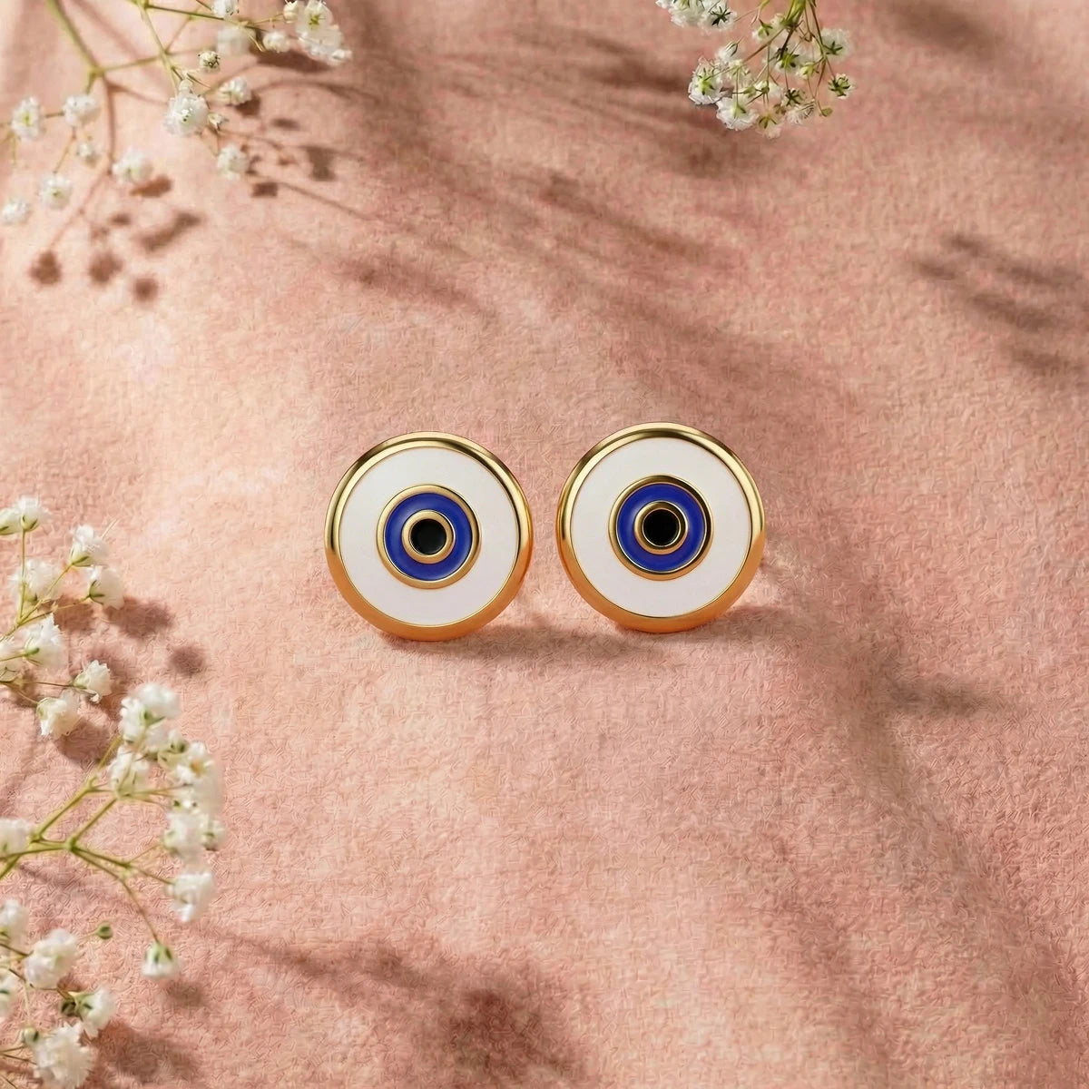 Everyday Protection Evil Eye Gold Stud Earrings | Tinyfacets | small gold evil eye studs